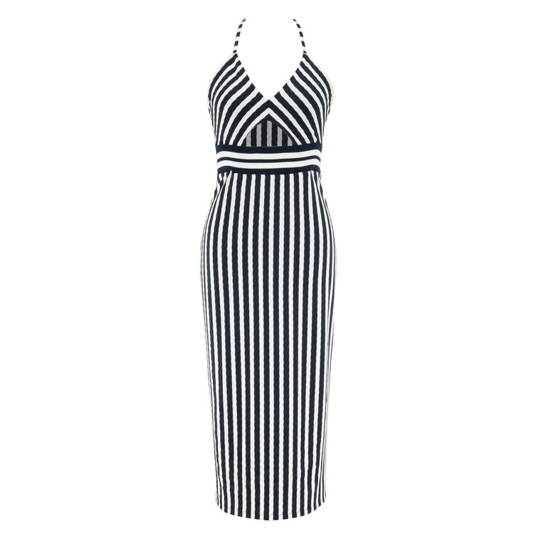 Stevie Sleeveless Textured Stripe Midi Dress image number null