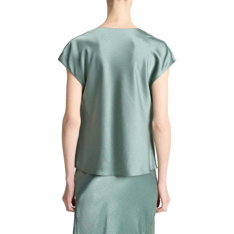 Silk Cowl Neck Cap Sleeve Blouse image number null