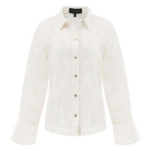 Floral Cotton Gazar Long Sleeve Blouse