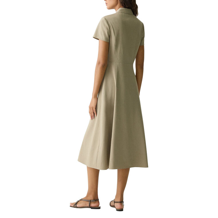 Short Sleeve Button Down Midi Dress In Good Linen image number null