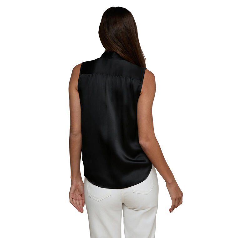 Phoebe Sleeveless Band Collar Silk Blouse image number null