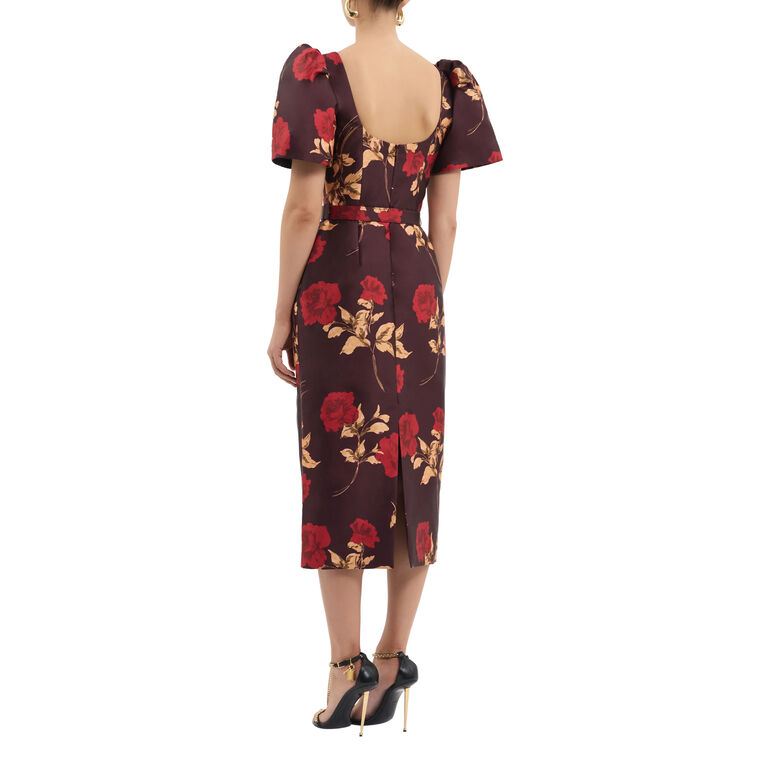 Melora Short Sleeve Belted Midi Dress image number null