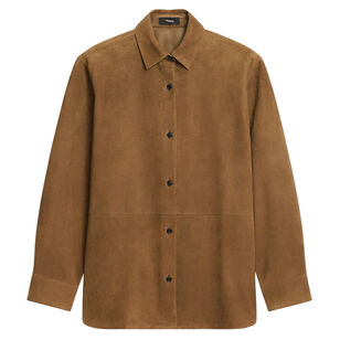 Long Sleeve Classic Menswear Suede Shirt