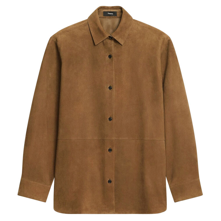 Long Sleeve Classic Menswear Suede Shirt image number null