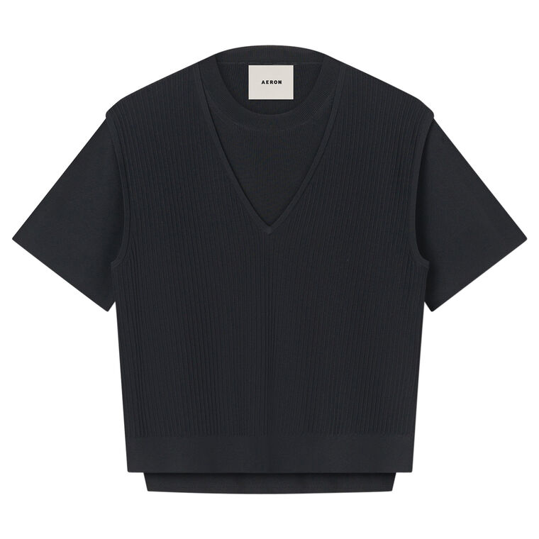 Orca Double Layered Short Sleeve Knitted Shirt image number null