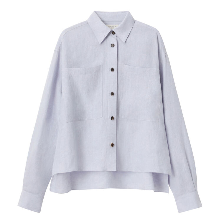 Long Sleeve Cropped Boyfriend Shirt image number null