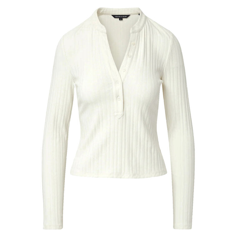 Jocelyn Long Sleeve Ribbed Knit Henley Top image number null