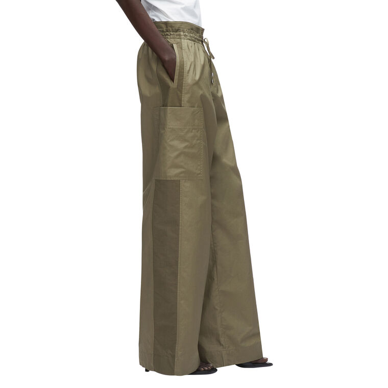 Double Waistband Wide-Leg Poplin Pants image number null