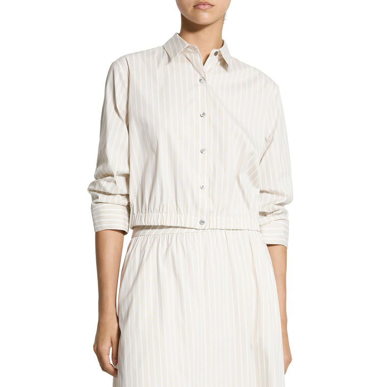 Cropped Shirt in Striped Cotton-Blend image number null