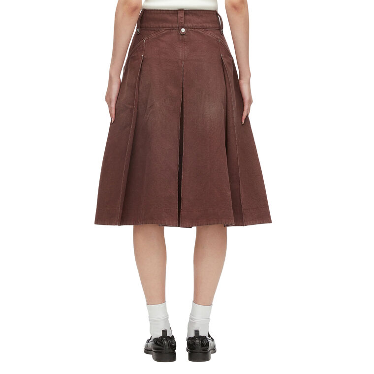 Pleated Denim Midi Skirt image number null