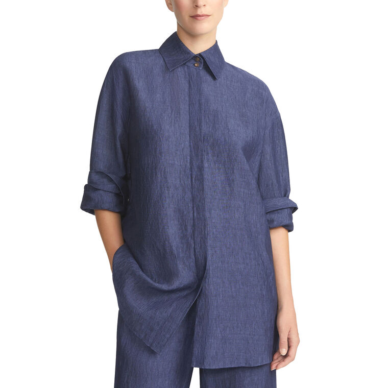 Organic Linen Oversized Portrait Shirt image number null