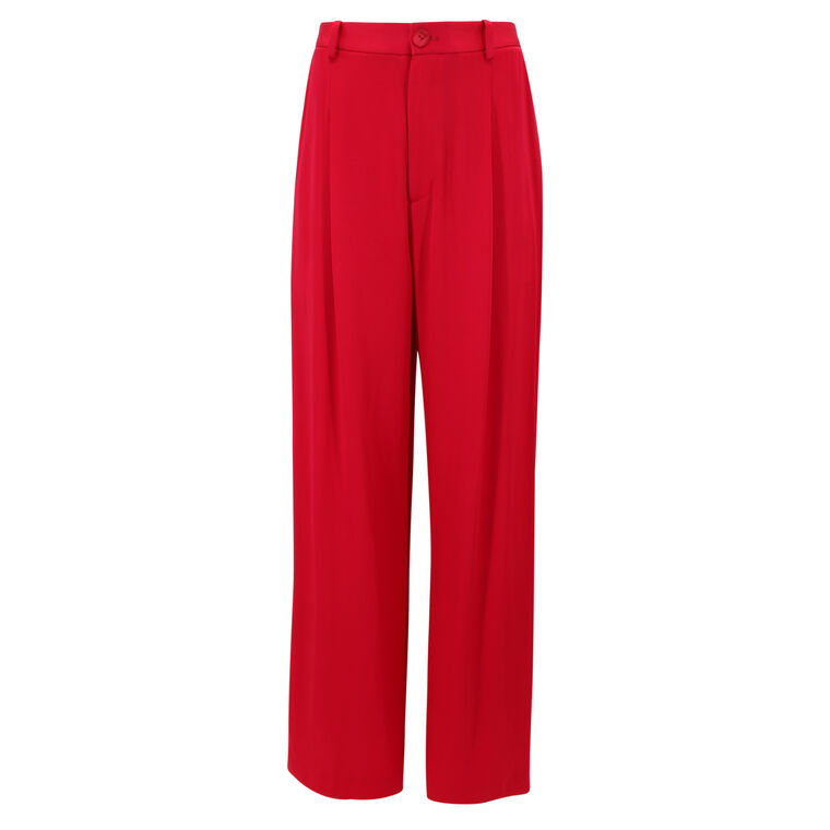 Pleated Doubleface Satin Relaxed Pant image number null