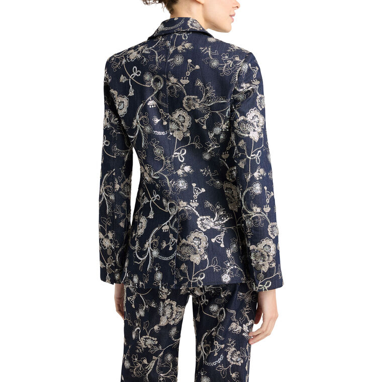 Cheyenne Garden Embroidered Denim Blazer image number null