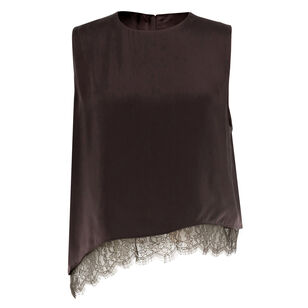 Asymmetric Hem Shell Top With Lace