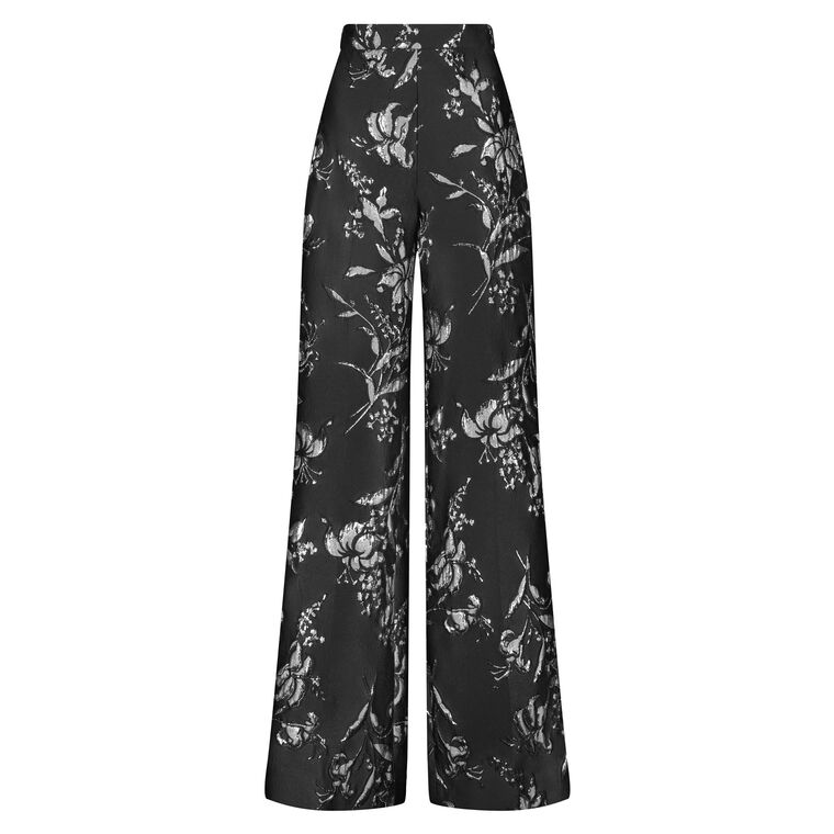 Metallic Floral Jacquard Wide Leg Pant image number null
