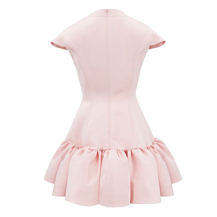 Square Neck Cap Sleeve Volant Ruffle Mini Dress image number null