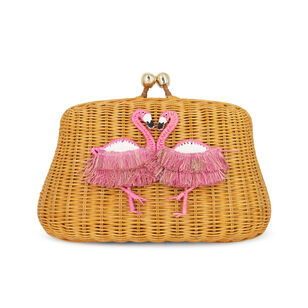 Blair Flamingo Duo Wicker Clutch
