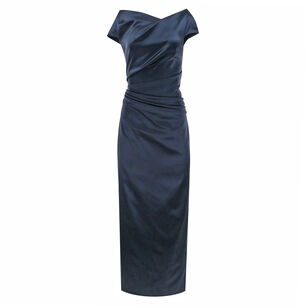 Short Sleeve Stretch Satin Duchesse Gown
