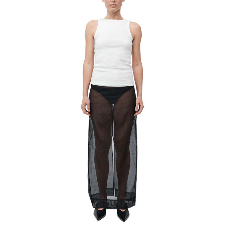 Sheer Leather Trim Maxi Skirt image number null
