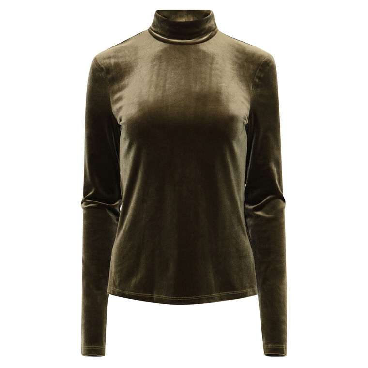 Stretch Velvet Turtleneck Top image number null
