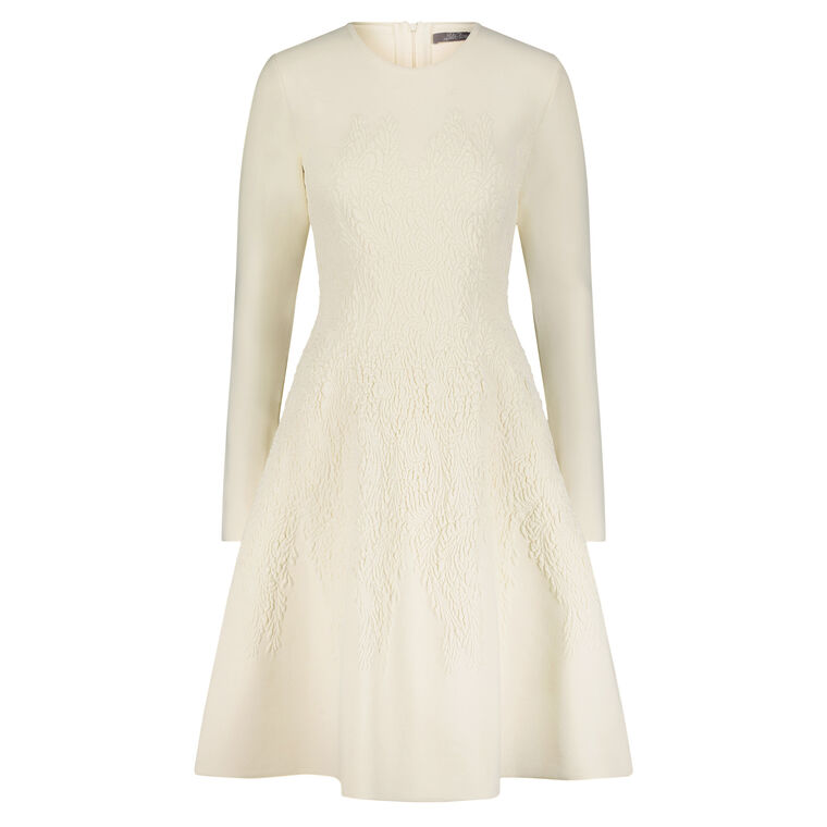 Floral Puckered Long Sleeve Knit Mini Dress image number null