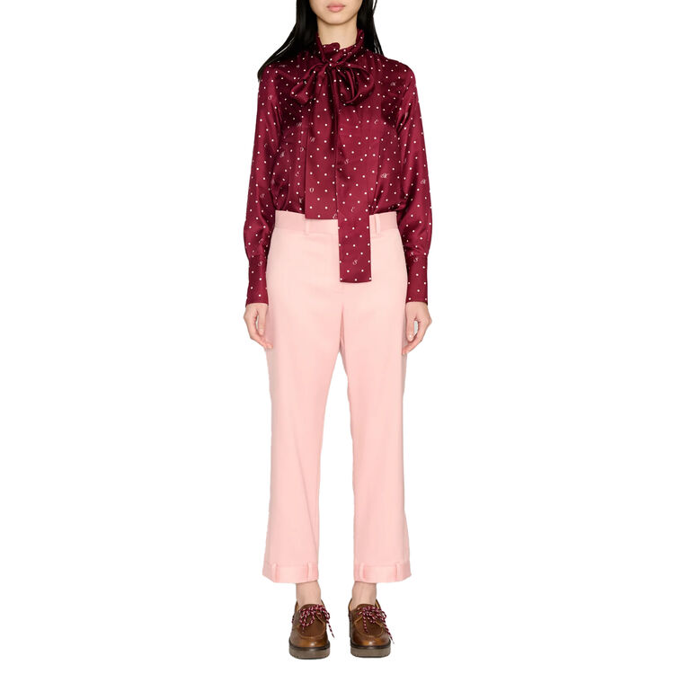 Tie Neck Cowl Back Blouse image number null