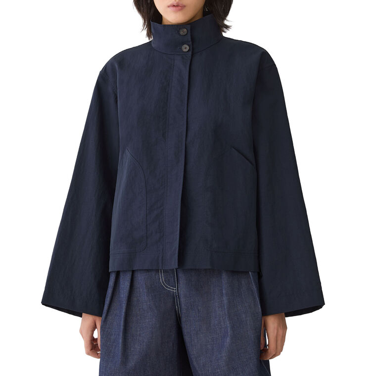 Calvary Twill Funnel Neck Jacket With Pleated Back image number null