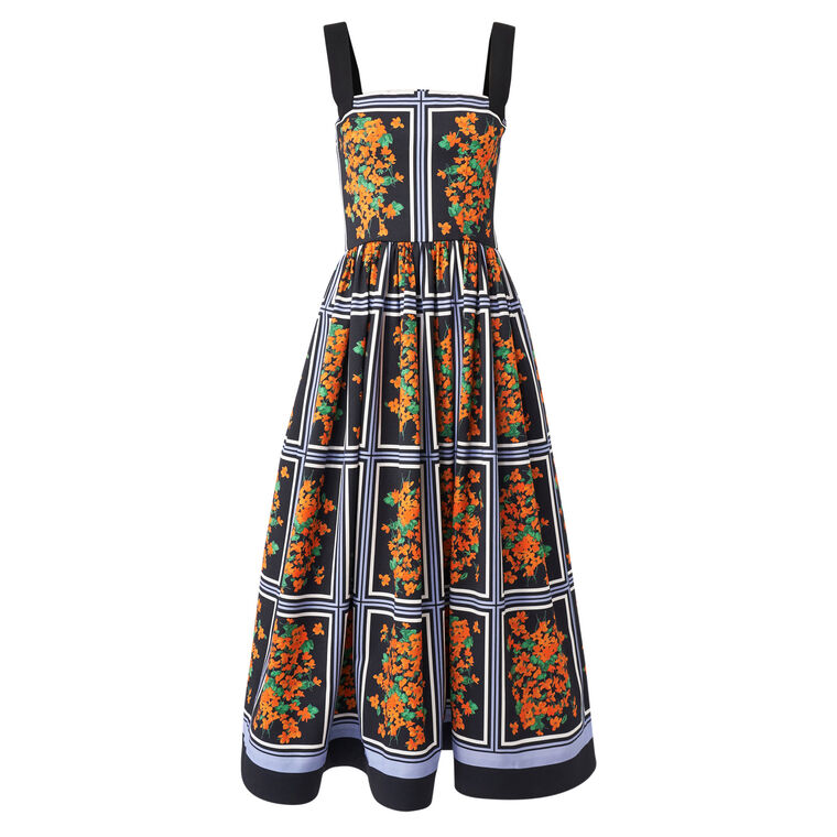 Thick Strap Full Skirt Midi Dress image number null