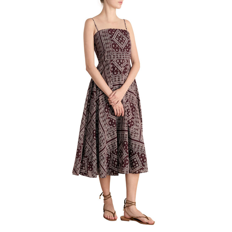 Kitt Sleeveless Bandana Print Midi Dress image number null