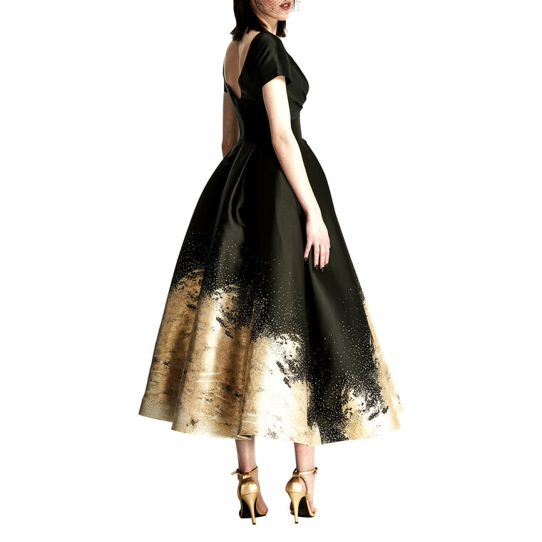 Deep V-Neck Brocade Dress image number null