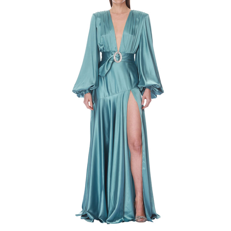 Long Sleeve V-Neck Gown image number null