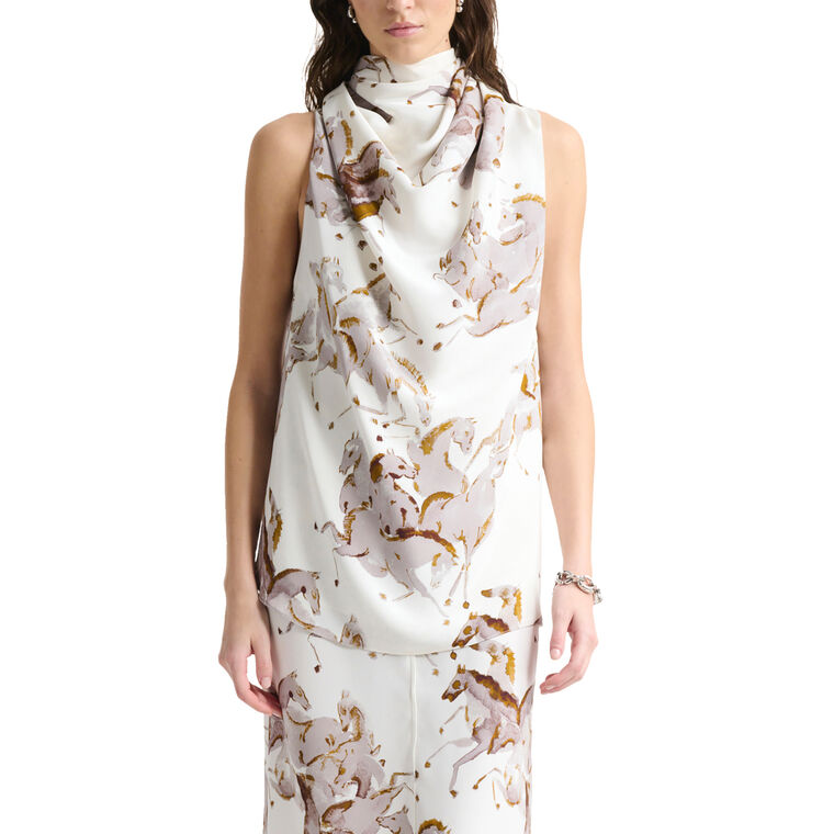 Sleary Sleeveless Silk High Neck Top image number null