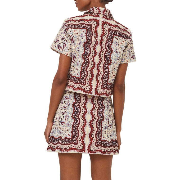 Paro Short Sleeve Cropped Button Down Shirt image number null