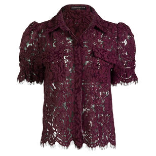 Mina Short Sleeve Lace Button-Down Shirt