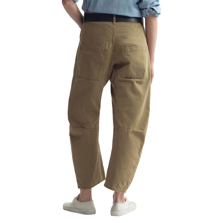 Shon Wide-Leg Herringbone Mid-Rise Barrel Leg Pant image number null