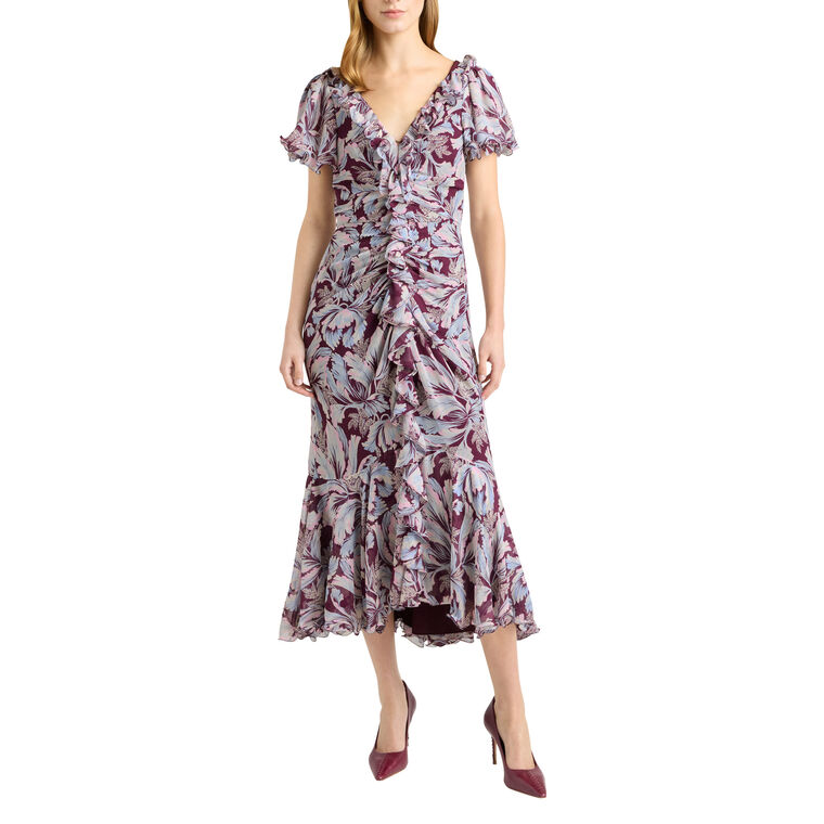 Clio Multi Tulip Short Sleeve Midi Dress image number null