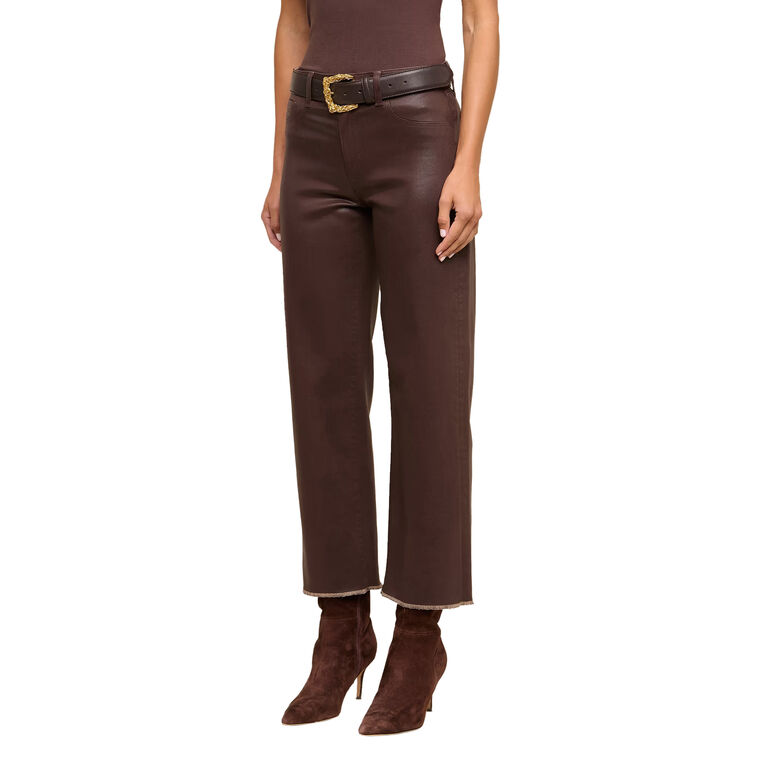 Wanda High-Rise Cropped Wide Leg Coated Jean image number null