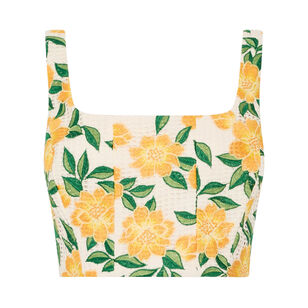 Mel Sleeveless Floral Embroidered Crop Top