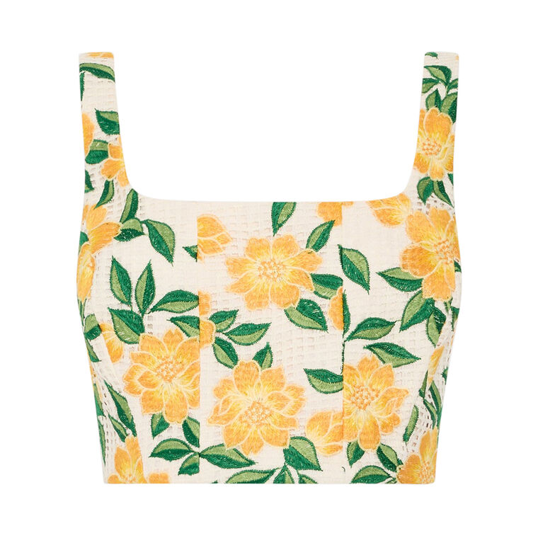 Mel Sleeveless Floral Embroidered Crop Top image number null