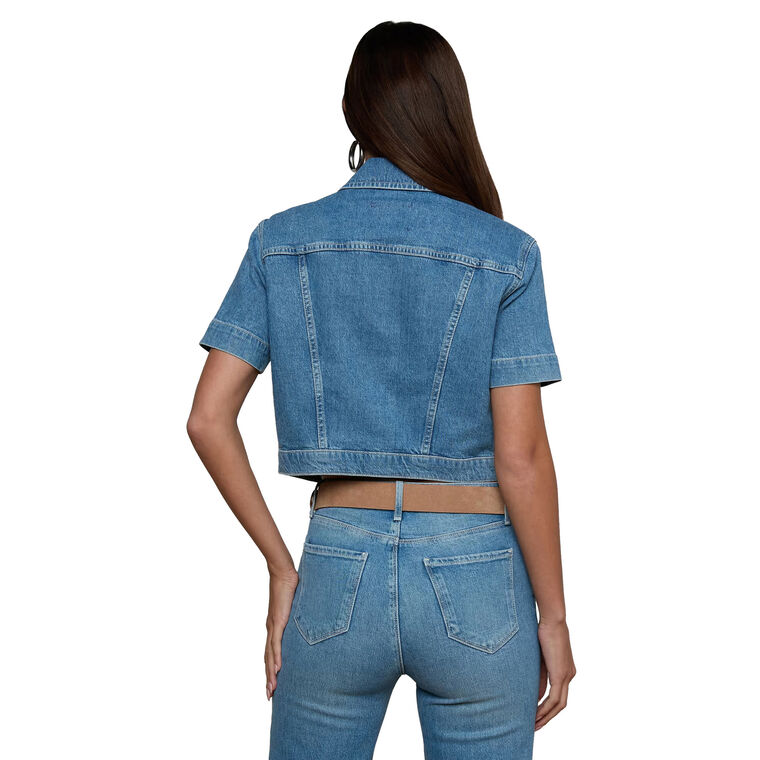 Kirstie Short Sleeve Cropped Denim Shirt Jacket image number null