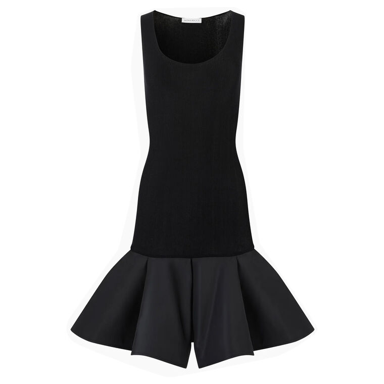 Sleeveless Knit Dress With Peplum Bottom image number null