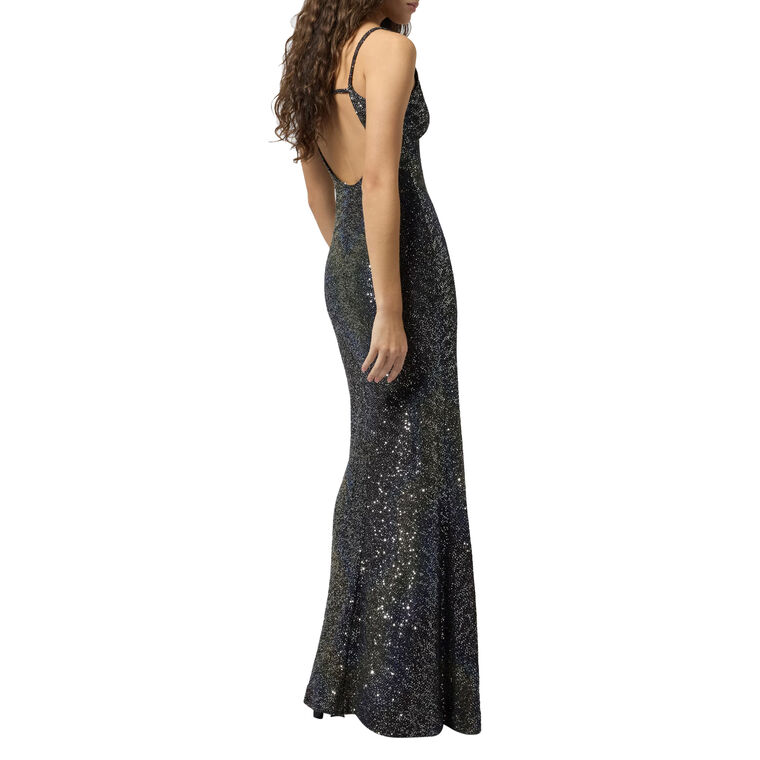 Spaghetti Strap Sequin Maxi Dress image number null