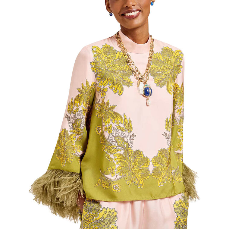 Make An Exit Silk Top With Feathers image number null