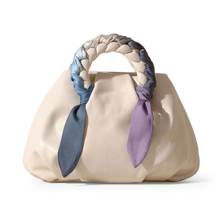 Bombon Foulard Plaited-Handle Leather Handbag image number null