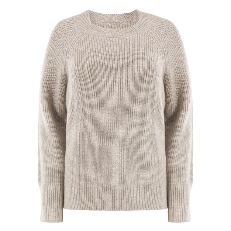 Spinks Ribbed Shimmer-Knit Sweater image number null