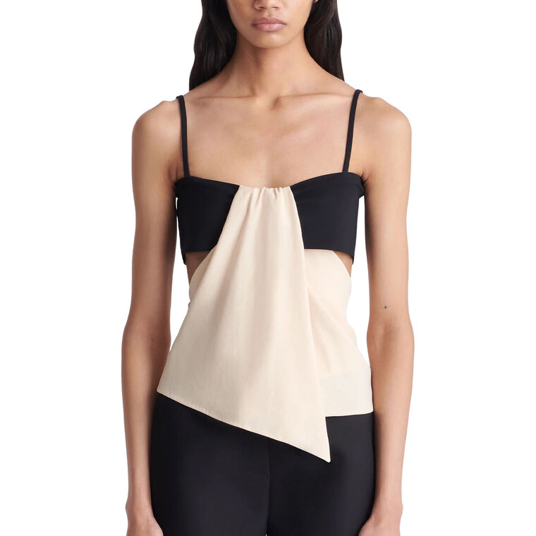 Lisbeth Draped Georgette And Jersey Top image number null