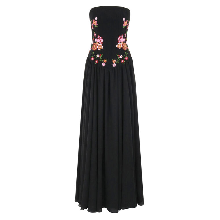 Caroline Strapless Floral Sequin Detail Corset Gown image number null