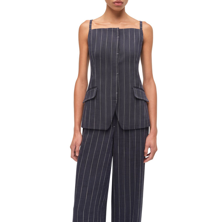 Edie Pinstripe Square Neck Sleeveless Top image number null