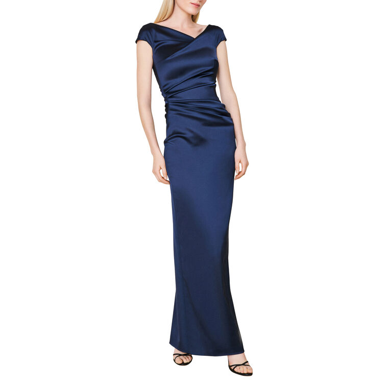 Short Sleeve Stretch Satin Duchesse Gown image number null