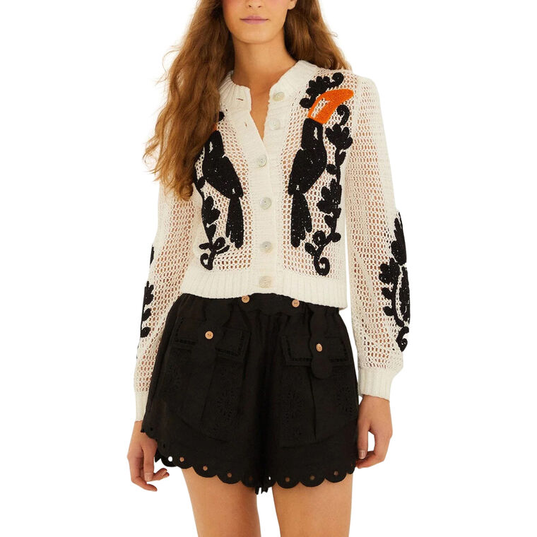 Long Sleeve Toucan Crochet Cardigan image number null